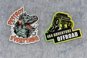 2pcs Dinosaur Destroy Everything & 4x4 Adventure Offroad Logo Car Auto Sticker - Picture 1 of 7