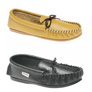 Mens Mokkers Moccasin Slippers Soft Leather Comfort Shoes Gordon MS081 UK6-13 - Picture 1 of 3