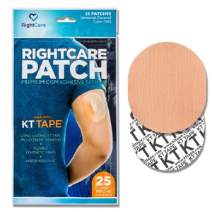 RightCare CGM Adhesive Synthetic Patch, Universal, Covered Oval, Tan, Bag of 25 - Picture 1 of 10