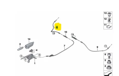 MINI Handbrake Bowden Cable Right O/S F55 F56 F57 Hatch Convertible 34406852190 - Image 1 of 4