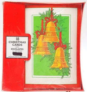 Christmas Holiday Cards Golden Bells 18 count New - Picture 1 of 2