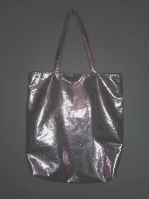 ANTIGUO HOMBRO DE IMITACIÓN DE CUERO ROSA BRILLANTE AZUL MARINO, Bolso de Playa ¡EXCELENTE ESTADO USADO! Foto 1 de 4