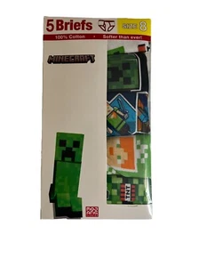 Minecraft Boys 5-Pack Character Soft Briefs Underwear Size 8 NEW - Picture 1 of 2