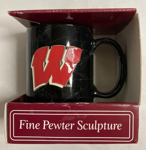 Univ. of WISCONSIN BADGERS Fine Pewter Sculpture Handcrafted Coffee Mug - New Cover