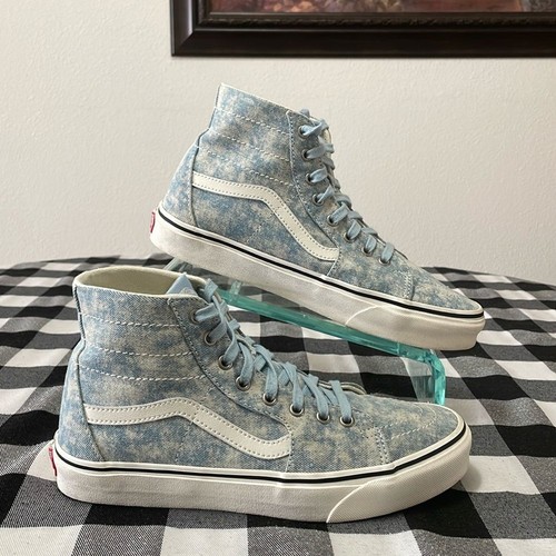 Sneakers alte VANS Sk8 Hi Tapered Denim Destroy invernali blu lavato dal cielo denim