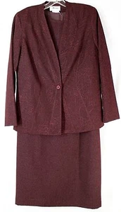 NWOT Florentine Women's 14 2pc Set Burgundy Jacket & Lined SS Shift Dress - Picture 1 of 9