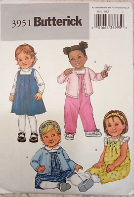 BUTTERICK 3951 Sewing Pattern VTG 2003 UNCUT Infant Jumpsuit Jumper Panties OS - Image 1 of 4