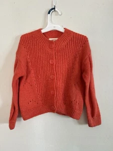Catimini Girls Salmon Orange Knit Cardigan Sweater, Size 110cm, 5 - Picture 1 of 5