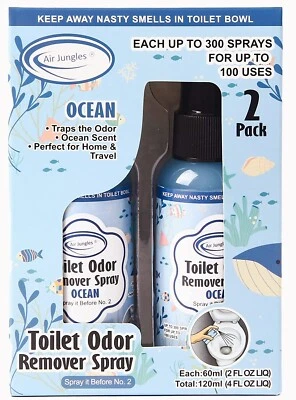 Air Jungles Toilet Poop Odor Eliminator Spray, Ocean Scent, Pack of 2