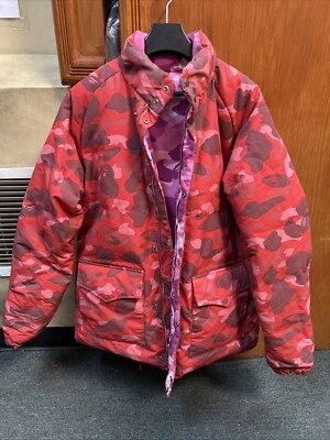 A Bathing Ape Camo Reversible Red Pink Polyester Size Large Men’s Down Jacket - Image 1 of 4