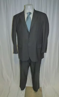 Traje Brooks Brothers 1818 Madison Saxxon EE. UU. Gris Rayas Tres Botones 44L Foto 1 de 4