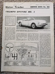 Triumph Spitfire MK.3 Motor Trader Service Data Sheet No. 462 ( 1967 ) - Picture 1 of 5