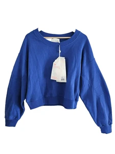 Absolut Cashmere 100% Cotton Cropped Blue Louison Sweatshirt Size M - NEW - Picture 1 of 13