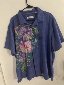 Camicia Tommy Bahama Mojito Bay uomo XL blu floreale fiore di ibisco Islandzone AOP - Foto 1 di 5