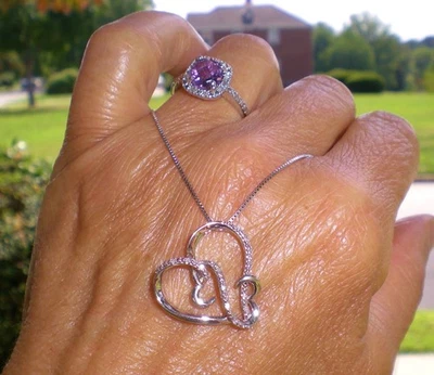 Jane Seymour Open Hearts SS Heart-Shape Diamond Accent Necklace  💎 KAY BOX 💎 Foto 1 de 4