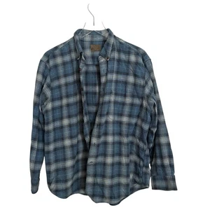 Corto de franela a cuadros vintage de St Johns Bay para hombre talla XL azul con botones funciona pequeño - Imagen 1 de 5