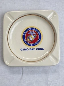 Vintage U.S. Marine Corps Guantanamo Bay GTMO Bay, Kuba quadratischer Keramik Aschenbecher - Bild 1 von 9