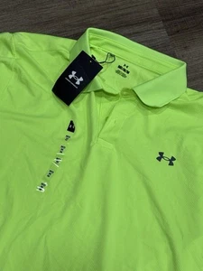Under Armour Size Medium Short Sleeve Polo Neon Yellow Men’s NWT - Picture 1 of 8