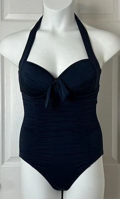 Traje de baño Seafolly de una pieza para mujer 10 EE. UU. 6 acanalado halter acolchado corbata traje de baño Foto 1 de 4