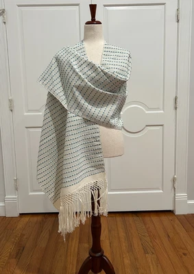 Traditional Mexican rebozo from Oaxca Mex. Mexican shawl,fringed vest!! - Image 1 of 4