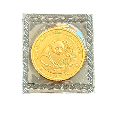 China 1988 oro 1/10 oz 10 yuanes panda original como nuevo sellado BU Foto 1 de 2