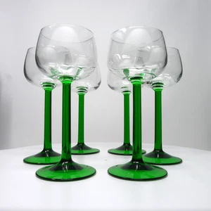 Rhine Wine Glasses Emerald Straight Stem Luminarc Cristal D'Arques Durand 6 Pcs - Picture 1 of 11