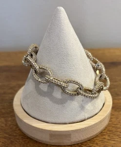 J. Bracciale Crew maglia ovale con strass/cristalli pavè tono oro - Foto 1 di 7