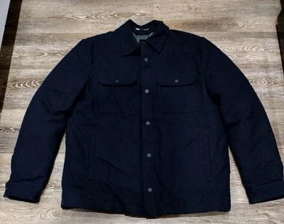 Chaqueta Zara Para Hombre Grande Negra Lana Bombardero A Presión Edredón Forrado Bolsillos Abrigo Foto 1 de 4