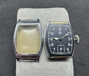 Reloj THIEL Alemán Segunda Guerra Mundial - Esfera Militar Negra - Estuche Tonneau - Para Reparación - Imagen 1 de 16