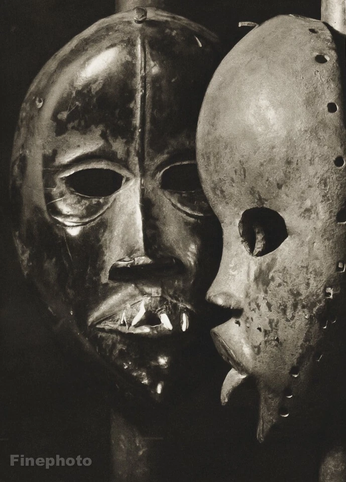 1935/56 复古 JOSEF SUDEK 民族部落黑色面具原创照片凹版艺术 — 第 1/1 张图片