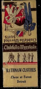 Vintage Pre 1950's Rathnaw Clothes  Detroit Michigan  Matchbook - Picture 1 of 1