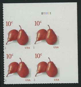 #5039 Plate Block of 4 -10 Cents  Mint Never Hinged - RED PEARS - Picture 1 of 1