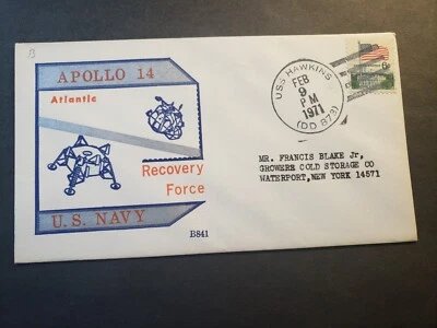 USS HAWKINS DD-873 Naval Cover BECK #B841 Space APOLLO 14 Cachet Recovery Force - Image 1 of 2