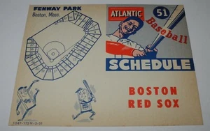1951 Baseball Red Sox Program Guide Schedule Fenway Park Atlantic Ted Williams - Picture 1 of 2