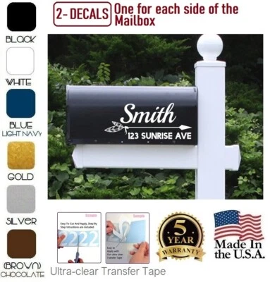CUSTOM PERSONALIZED VINYL MAILBOX NUMBERS INITIAL DECAL, SET OF 2 (Model 12) - Image 1 of 4