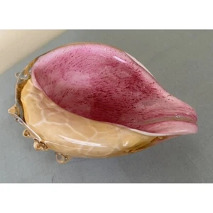 Murano style BEAUTIFYL HAND BLOWN GLASS CONCH SHELL PINK - Picture 1 of 11