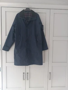 Cotton Traders ladies navy blue tartan lined weatherproof coat, Size Small - Picture 1 of 10