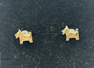 Small Gold Tone Scottish Terrier Dog Stud Earrings - Picture 1 of 3