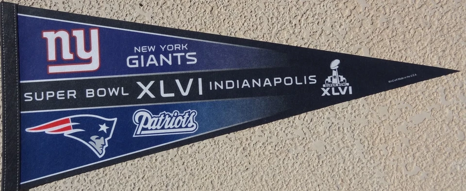 Вымпел дуэльной команды Super Bowl XLVI New England Patriots vs New York Giants - Изображение 1 из 1