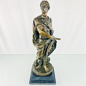 "Scultura statua romana bronzo Giulio Cesare con base in marmo - 7,25 x 21,5" - Foto 1 di 12