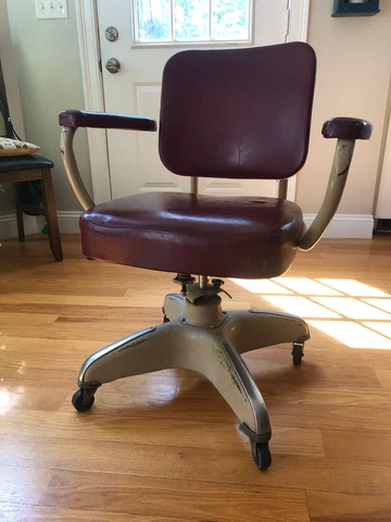 Two 1950s Cosco IN swivel office chairs, great patina! (price is per chair) Cover