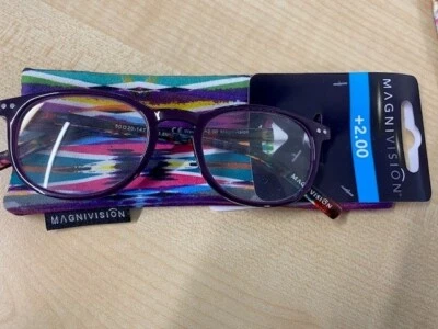 Foster Grant Magnivision lila Lesebrille + 2,00 inkl. Etui