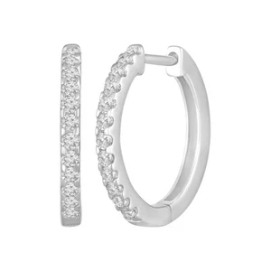 Round Lab Grown Diamond Hoop Earrings 10K White Gold Gift for Women 1.83gm - Picture 1 of 7