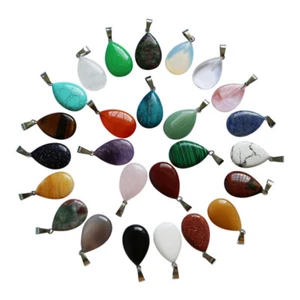 Natural crystal water drop gem stone pendant charms for jewelry making 30pcs - Picture 1 of 7
