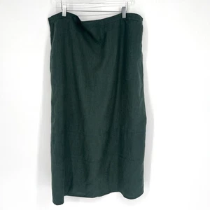 Flax Skirt Womens 1G Linen Green Tiered Maxi Lagenlook Casual Basic - Picture 1 of 7