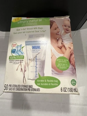 Bolsas de leche materna 50 unidades NUK Seal 'N Go Simply Natural Slite PAQUETE DAÑADO Foto 1 de 4