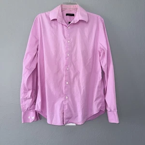 Structure Mens M Pink Stripe Slim Fit Button Shirt Dress Office 100% Cotton - Picture 1 of 10
