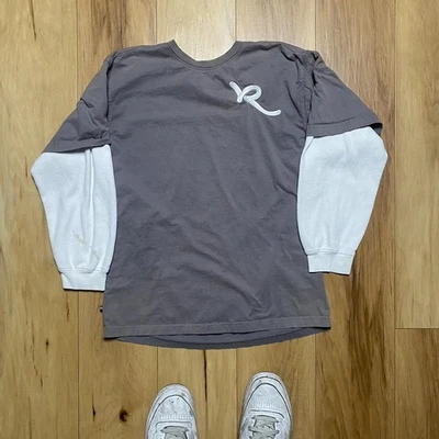 Camiseta térmica de doble capa Rocawear para hombre Y2k Streetwear talla XL gris blanco Foto 1 de 4