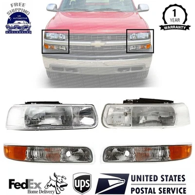 Kit faros izquierda y derecha 4 piezas para Chevrolet Silverado 1500 1999-2002 Foto 1 de 4