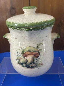 Tarro de goteos de grasa de cerámica con tapa champiñones cerámica casera 1981 de colección - Imagen 1 de 7